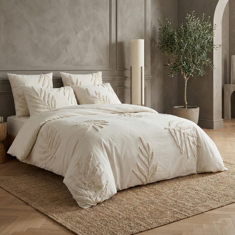 Premium Cotton Satin Tufted Duvet Set - myhomestore.com.pk