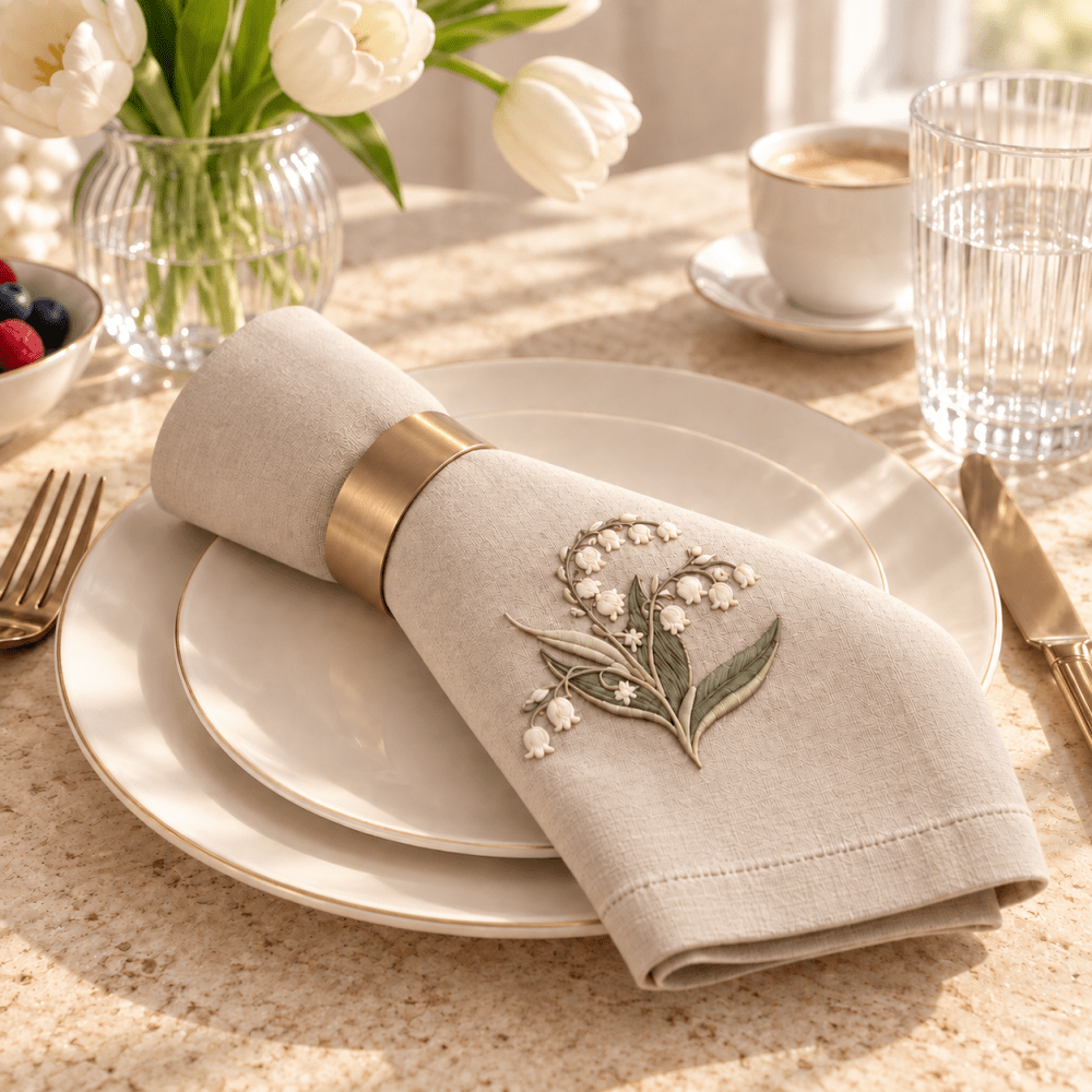 Premium Cotton Table Mat with Embroidered Floral Design - myhomestore.com.pk