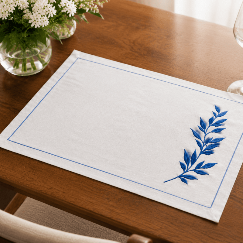 Premium Embroidered Dining Table Linen – Navy & White (Copy) - myhomestore.com.pk
