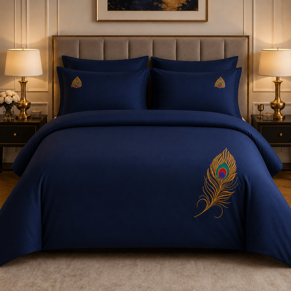 Premium Gold Accent Embroidered Bedding Set - myhomestore.com.pk