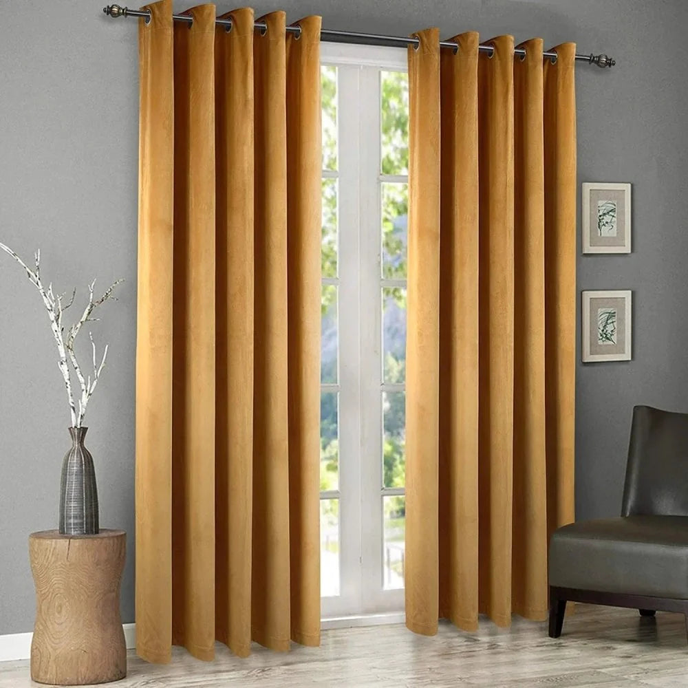 Luxury Velvet Curtains Pack of 2 – Mustard Yellow