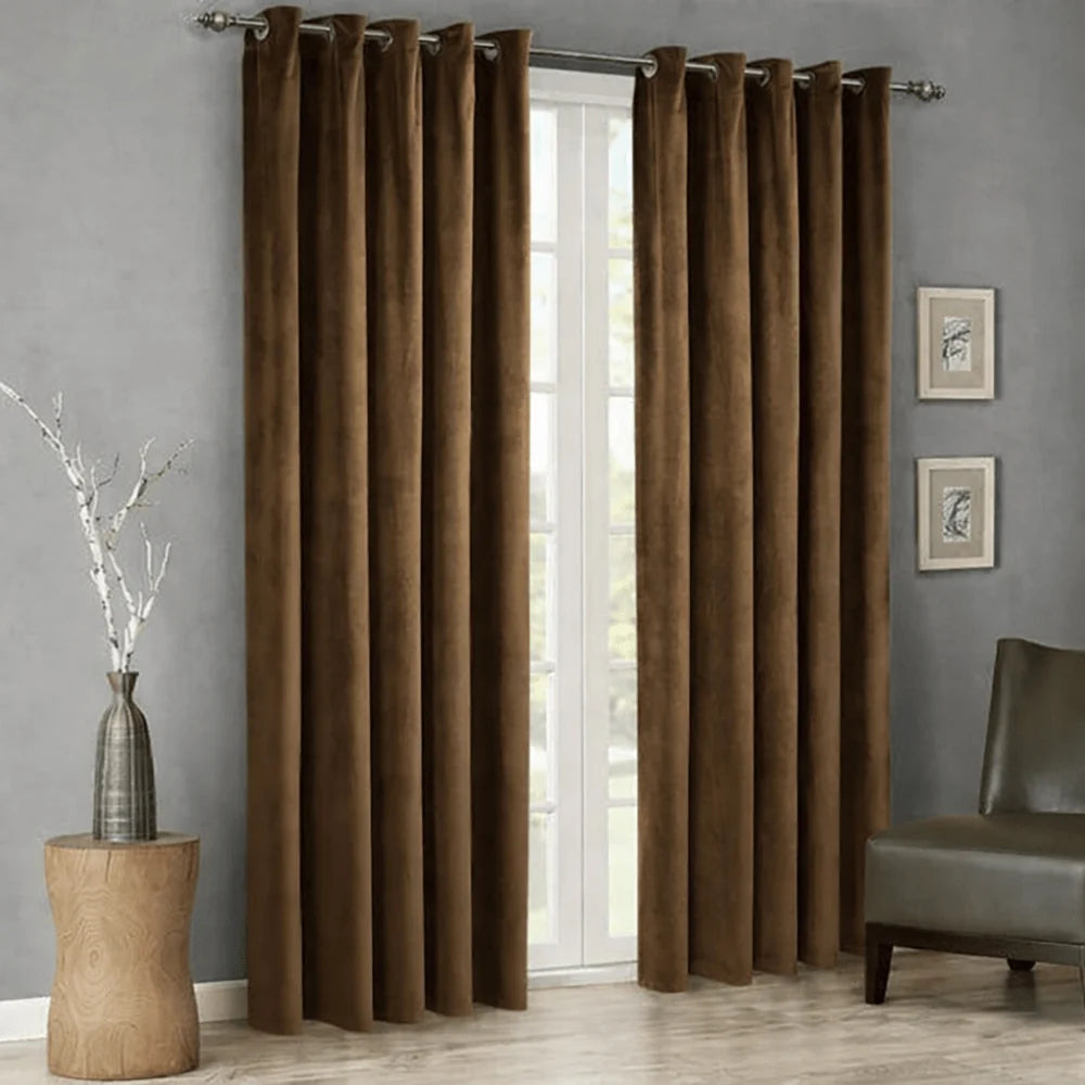 Luxury Velvet Curtains Pack of 2 – Chocolate Brown
