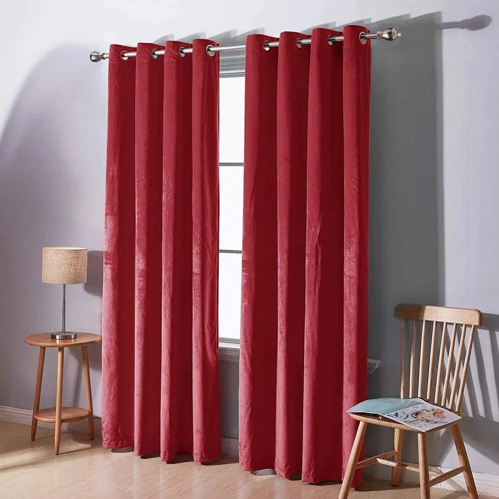 Luxury Velvet Curtains Pack of 2 –  Red