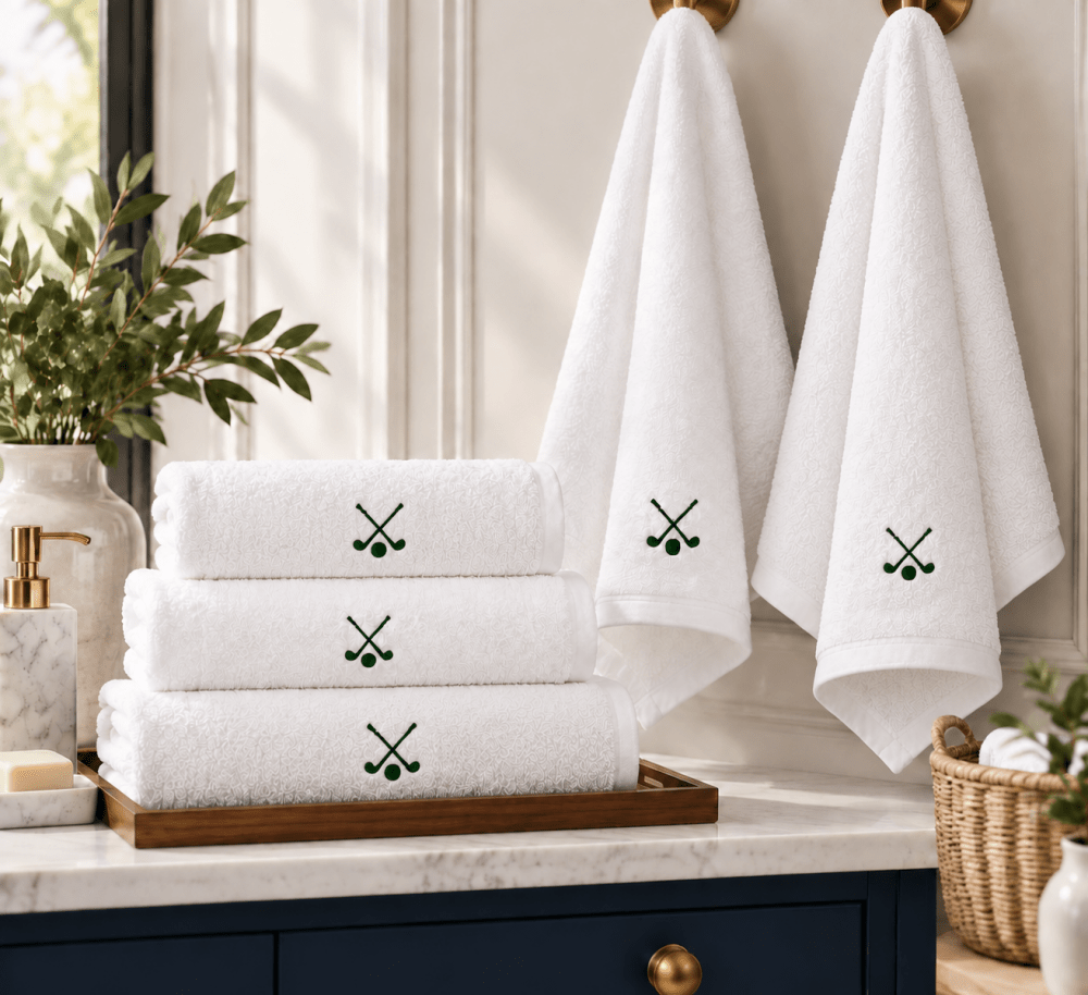 Premium White Golf Embroidered Towel Collection - myhomestore.com.pk