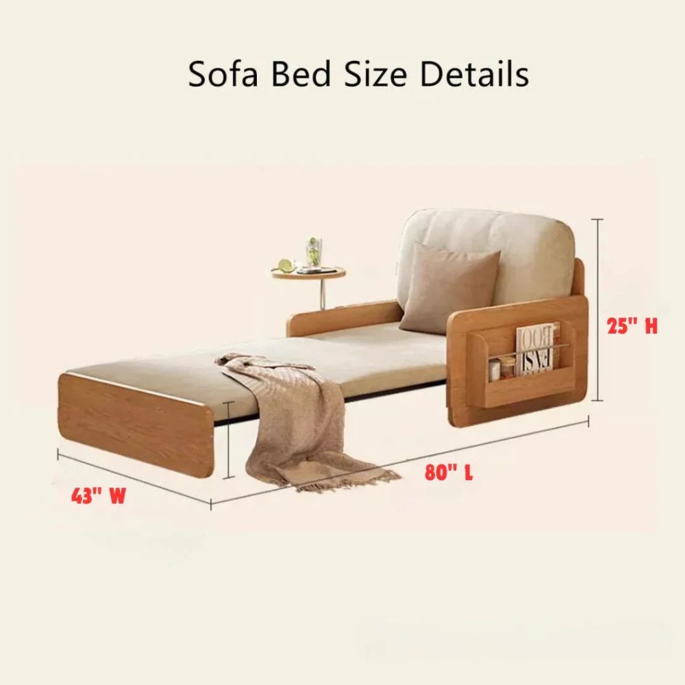 Pull Out Sofa Bed with Rotating Armrest Tray and Storage - myhomestore.com.pk