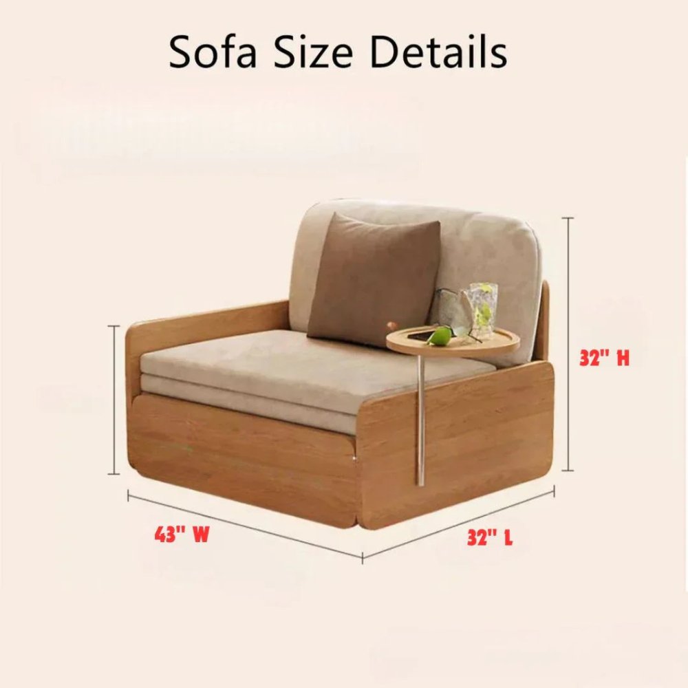 Pull Out Sofa Bed with Rotating Armrest Tray and Storage - myhomestore.com.pk