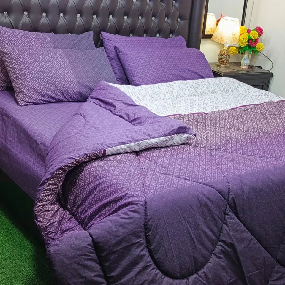 Purple Diamond Pattern Bedding Set – Soft & Sophisticated - myhomestore.com.pk