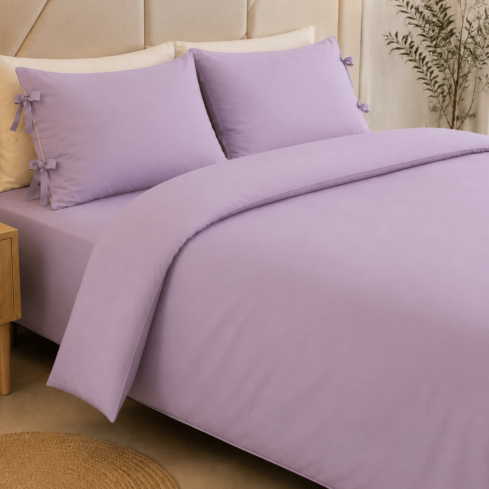 purple Elegant Minimal Bedroom Bedding (1 Duvet + 2 Pillow Covers) - myhomestore.com.pk