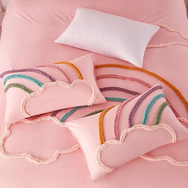 Rainbow Cloud Embroidered Duvet Cover Set - myhomestore.com.pk