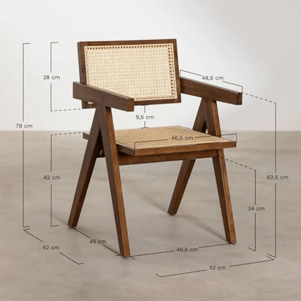Rattan Dining Chair with Armrests - myhomestore.com.pk