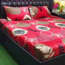 Red & Brown Leaf Pattern Fleece Bedsheet Set - myhomestore.com.pk