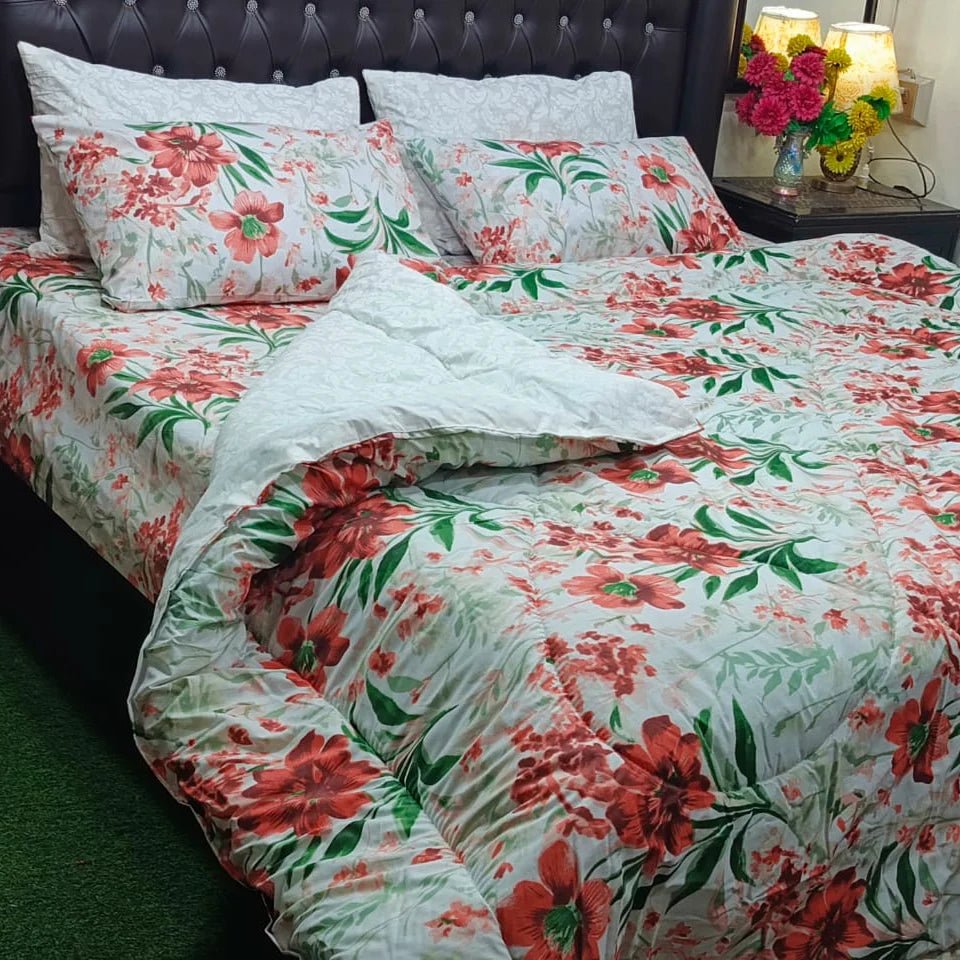 Red Garden Bloom Comforter Set– Fresh & Elegant Bedroom Style - myhomestore.com.pk
