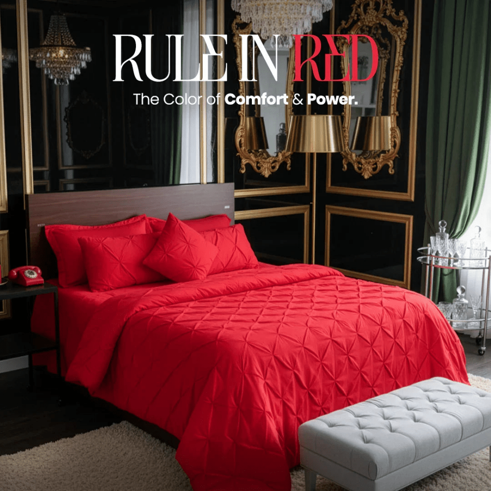 Red Pintuck Duvet Set - myhomestore.com.pk