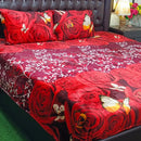 Red Rose & Butterfly Garden Print Fleece Bed Set - myhomestore.com.pk