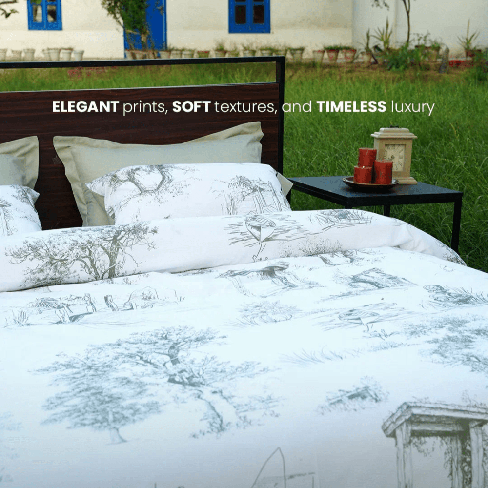 Retro Pastoral Style Printed Bedding Duvet Set - myhomestore.com.pk