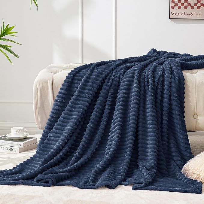 Ribbed Stripe Ultra Soft Fleece Blanket - myhomestore.com.pk