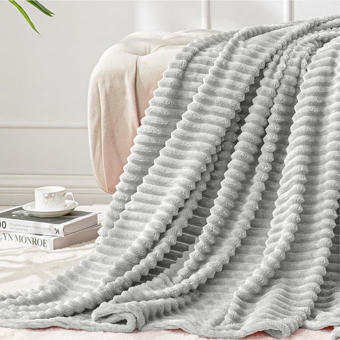 Ribbed Stripe Ultra Soft Fleece Blanket - myhomestore.com.pk