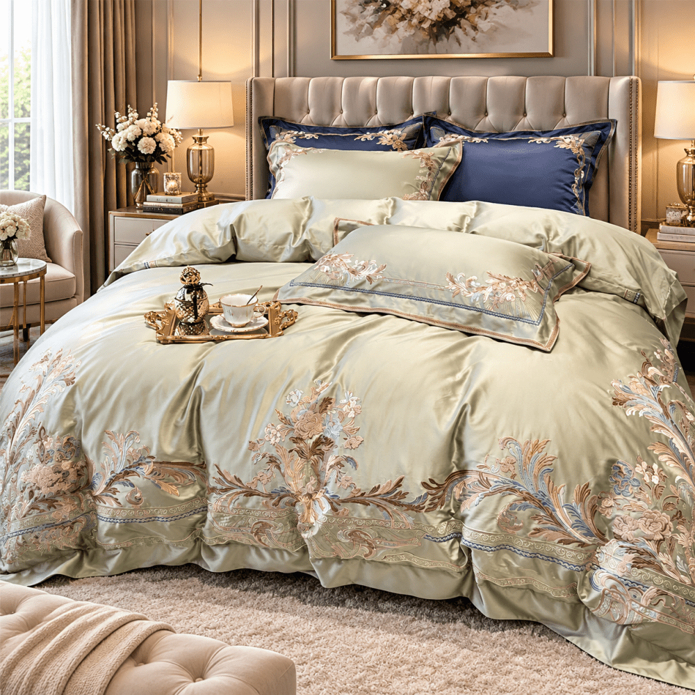 Royal Pistachio Exquisite Embroidery Duvet Set - myhomestore.com.pk
