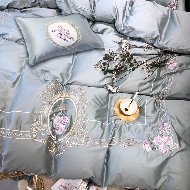 Royal Rose French Style Embroidery Duvet Set - myhomestore.com.pk