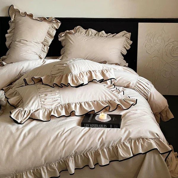 Ruffle Cotton Lace Duvet Set - myhomestore.com.pk