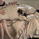 Ruffle Cotton Lace Duvet Set - myhomestore.com.pk