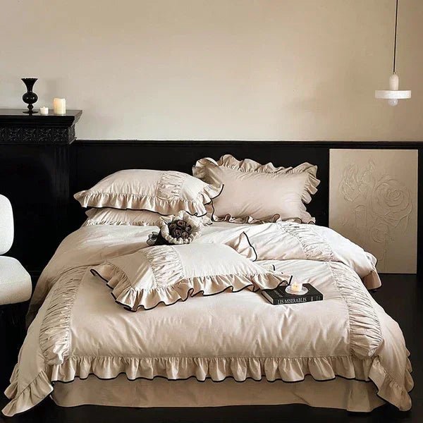 Ruffle Cotton Lace Duvet Set - myhomestore.com.pk