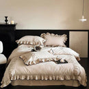 Ruffle Cotton Lace Duvet Set - myhomestore.com.pk