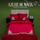 Ruffle Embroidery Cherry Red Velvet Duvet Set - myhomestore.com.pk