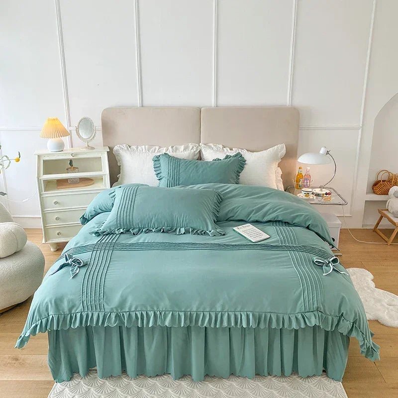 Ruffle With Pleat Duvet Set - myhomestore.com.pk