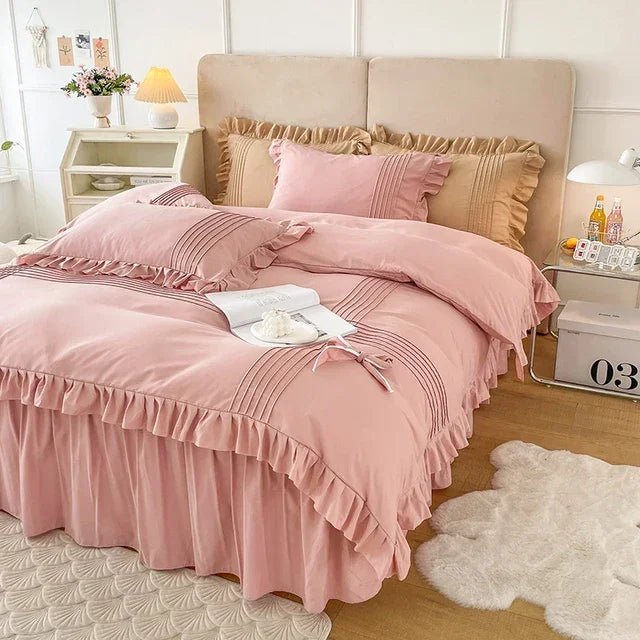 Ruffle With Pleat Duvet Set - myhomestore.com.pk