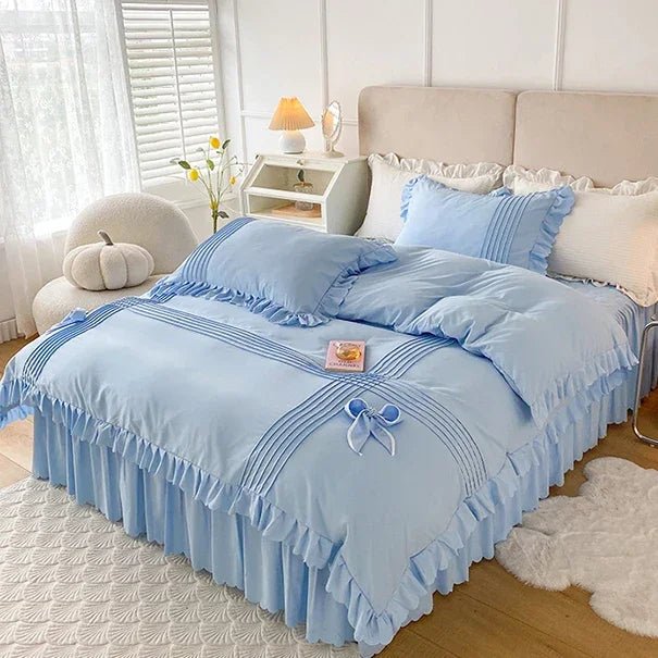 Ruffle With Pleat Duvet Set - myhomestore.com.pk
