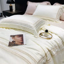 Off white Cotton Satin Embroidery Duvet Set - myhomestore.com.pk