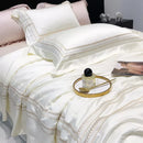 Off white Cotton Satin Embroidery Duvet Set - myhomestore.com.pk
