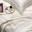 Off white Cotton Satin Embroidery Duvet Set - myhomestore.com.pk