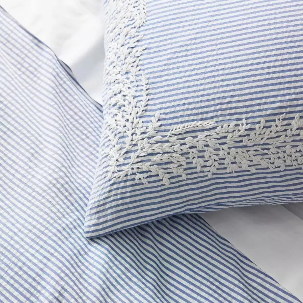 Westport French Blue Stripe Printed Duvet Set