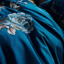 Royal Blue Cotton Satin Embroidery Duvet Set - myhomestore.com.pk