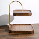 Wooden Square Double Layer Tray for Dessert Display - myhomestore.com.pk