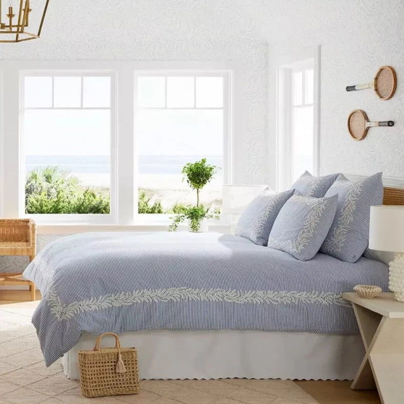 Westport French Blue Stripe Printed Duvet Set