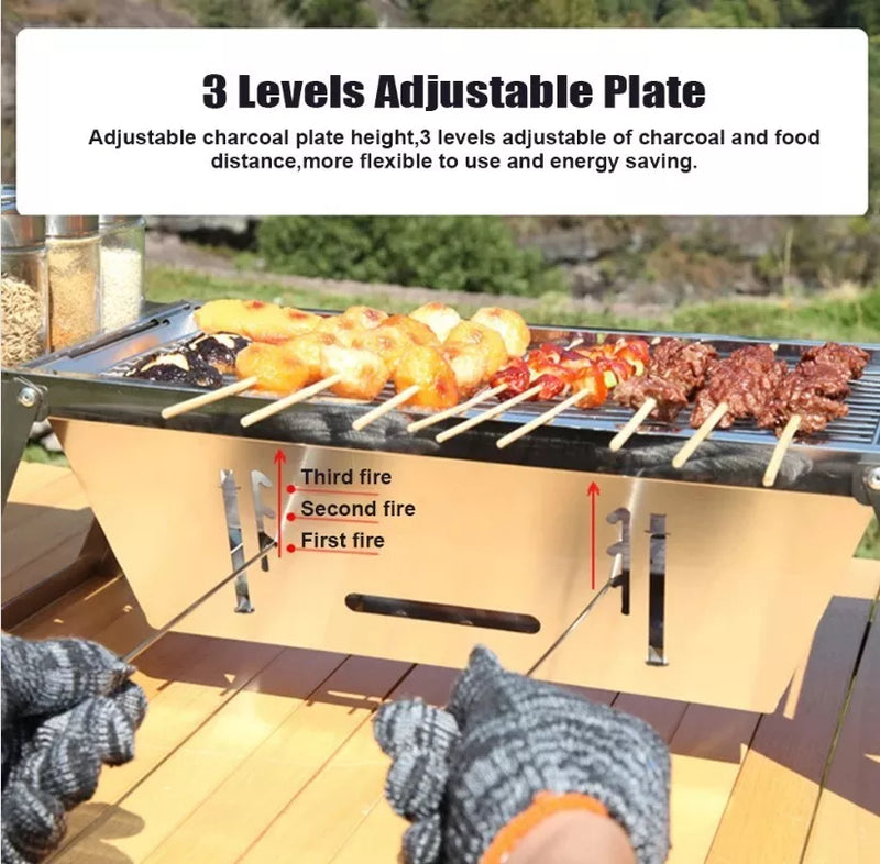 Portable Camping Stove with Adjustable Steel Grill