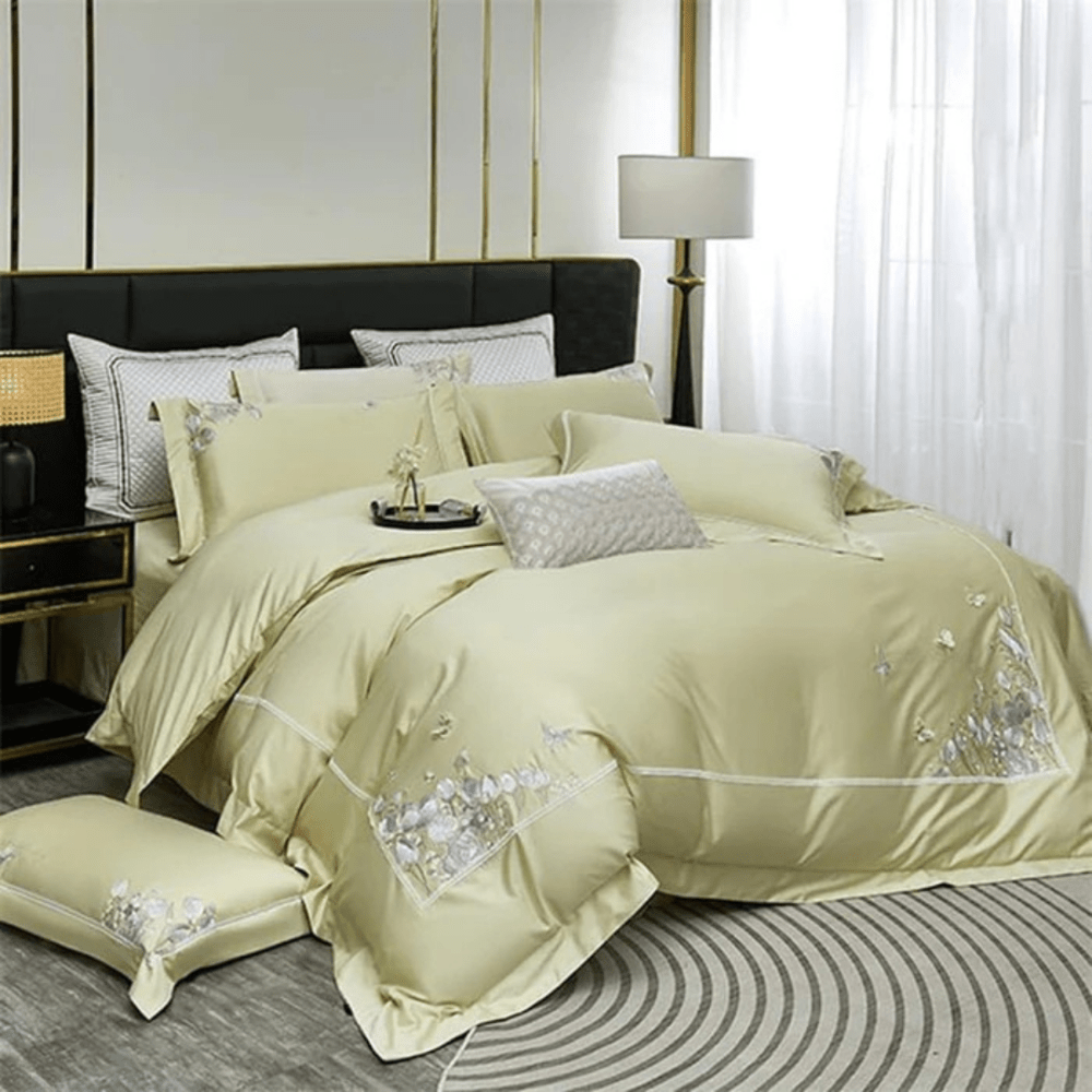 Sage Green Embroidered Duvet Cover Set with Pillowcases - myhomestore.com.pk