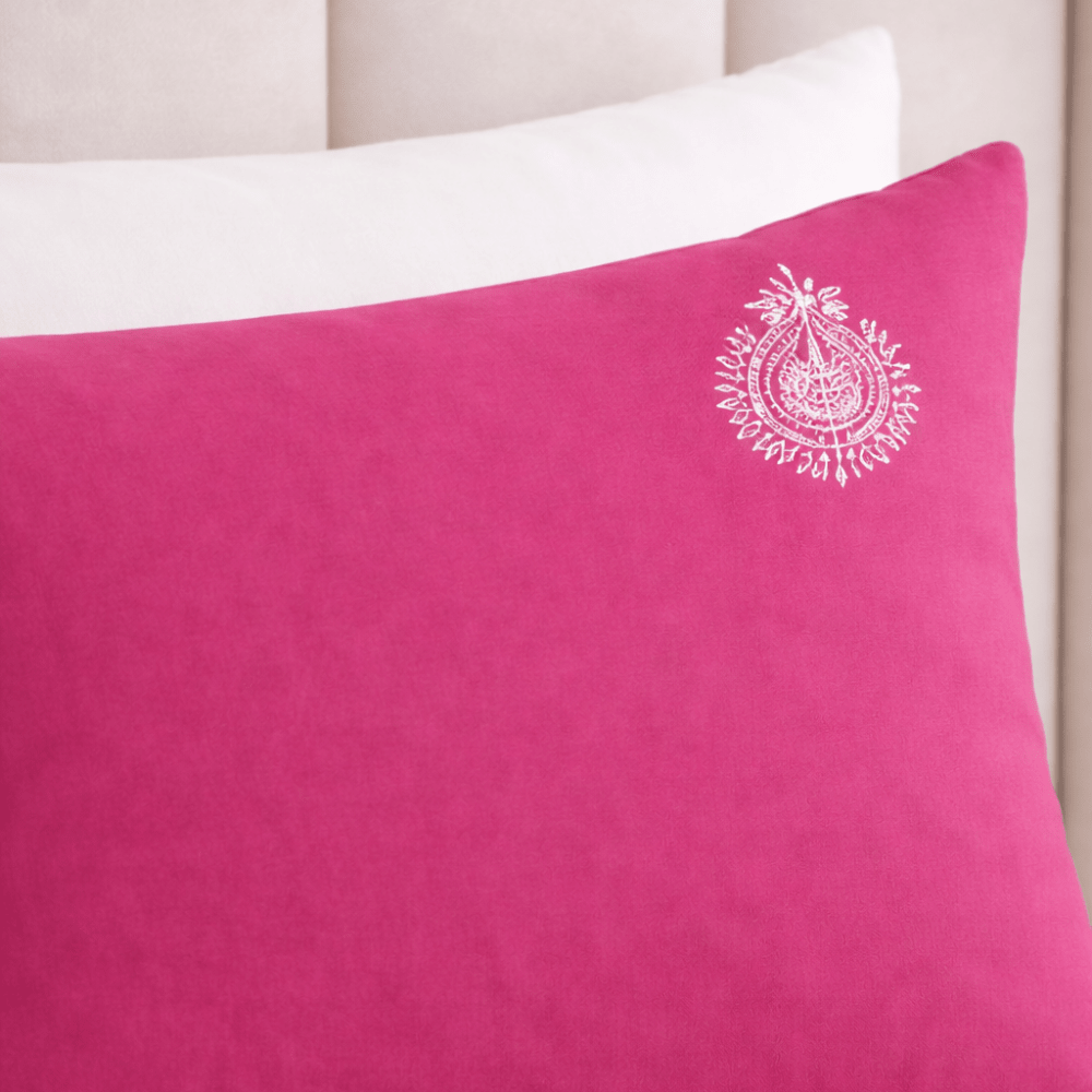 Shocking Pink Embroidered Bedding Set - myhomestore.com.pk