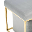 Modern Grey Velvet Upholstered Bench with Iron Gold Base - myhomestore.com.pk
