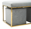 Modern Grey Velvet Upholstered Bench with Iron Gold Base - myhomestore.com.pk
