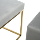 Modern Grey Velvet Upholstered Bench with Iron Gold Base - myhomestore.com.pk