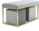 Modern Grey Velvet Upholstered Bench with Iron Gold Base - myhomestore.com.pk