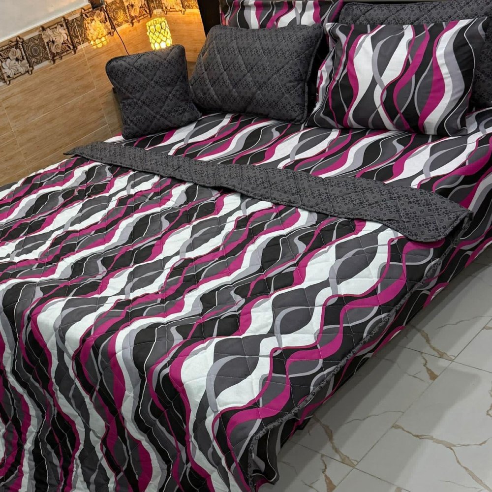 Soft & Durable Printed Bedspread Set – 7 Pcs - myhomestore.com.pk