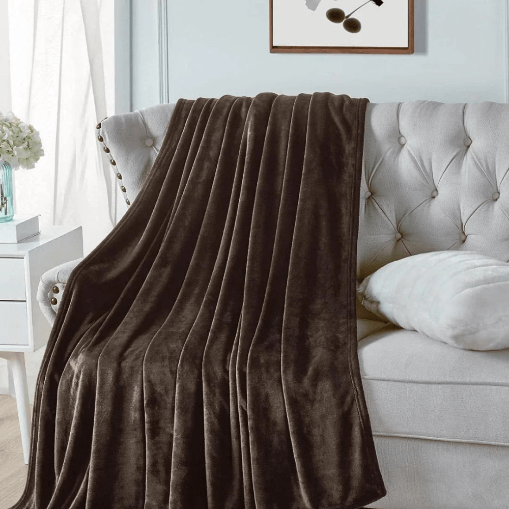 Soft Flannel Fleece Blanket In Brown - myhomestore.com.pk