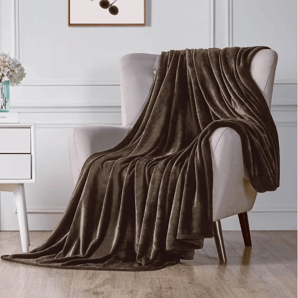 Soft Flannel Fleece Blanket In Brown - myhomestore.com.pk