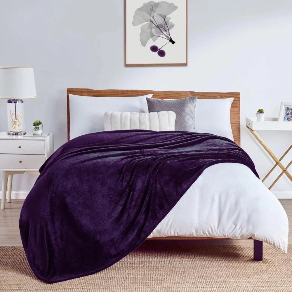 Soft Flannel Fleece Blanket In purple - myhomestore.com.pk