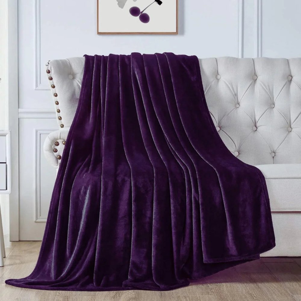 Soft Flannel Fleece Blanket In purple - myhomestore.com.pk